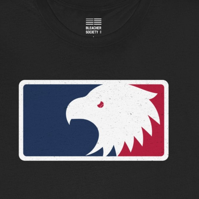 Black t-shirt with a logo featuring an eagle on a white background