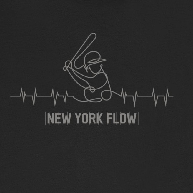 Black t-shirt with graphic design and text on a white background