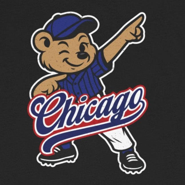 Black t-shirt with a bear graphic and 'Chicago' text on a white background