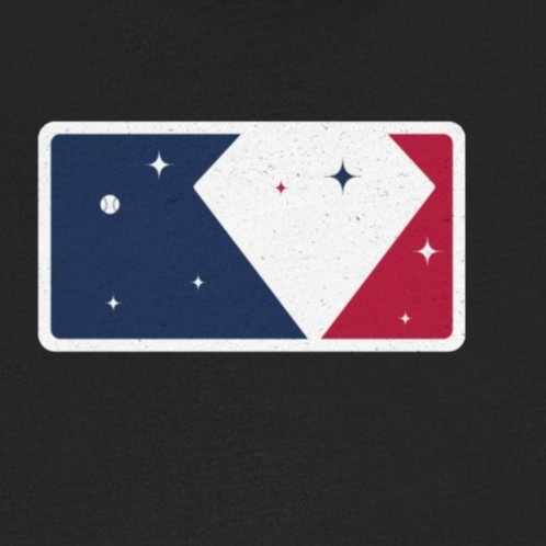 Black t-shirt with a logo on the chest against a white background
