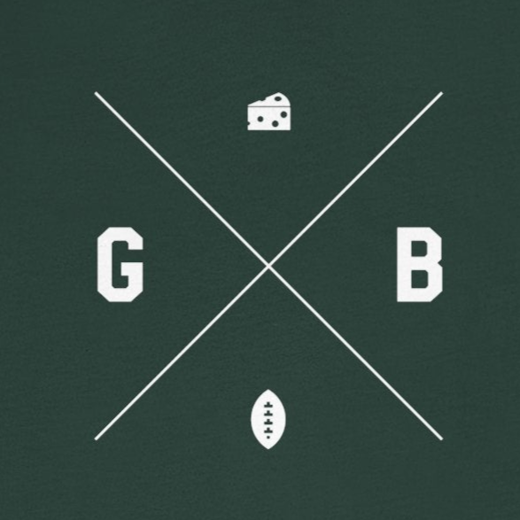 Green t-shirt with 'GB' logo on a white background