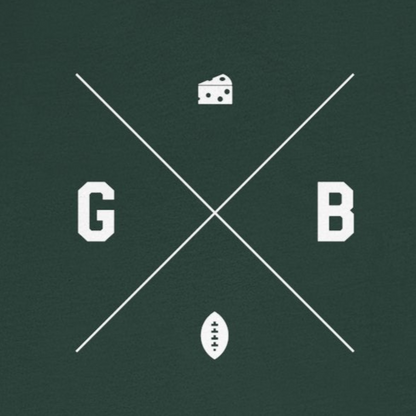 Green t-shirt with 'GB' logo on a white background