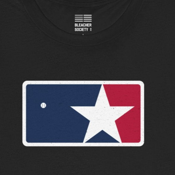 Black t-shirt with a logo featuring a star on a white background