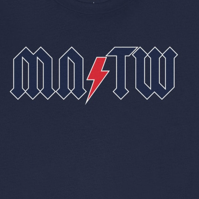 Navy blue t-shirt with a logo on a white background