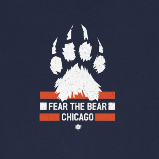 Navy blue t-shirt with a graphic design on a white background