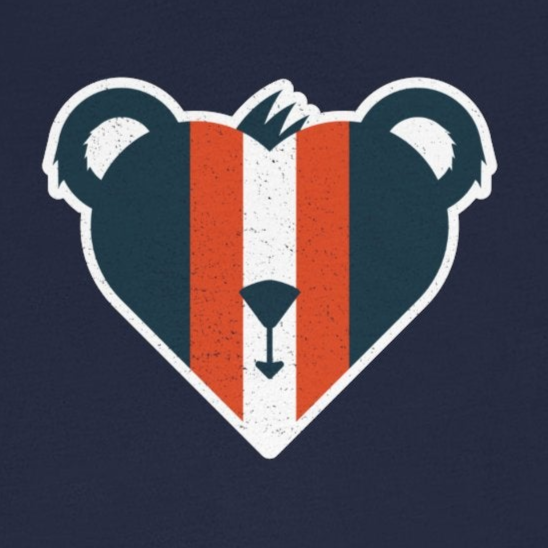Navy blue t-shirt with a bear graphic in the center on a white background