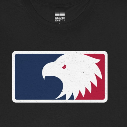 Black t-shirt with a logo featuring an eagle on a white background