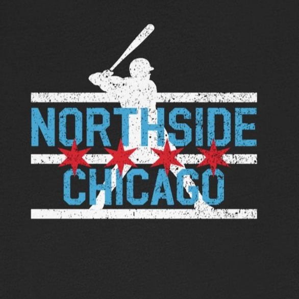 Black t-shirt with 'Northside Chicago' graphic on a white background