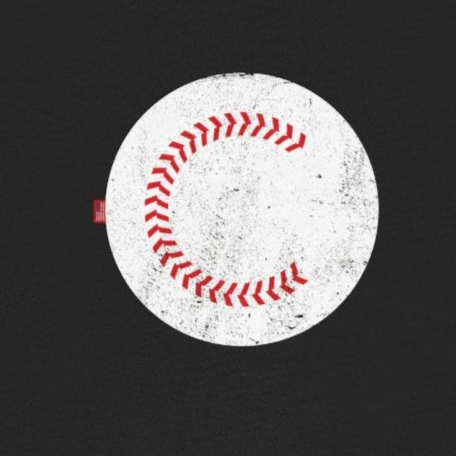 Black t-shirt with a baseball graphic on a white background