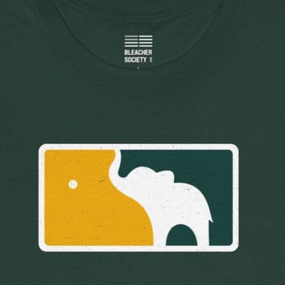 Green t-shirt with a logo on a white background