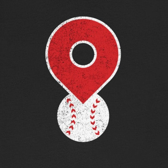 Black t-shirt with a red and white graphic on a white background