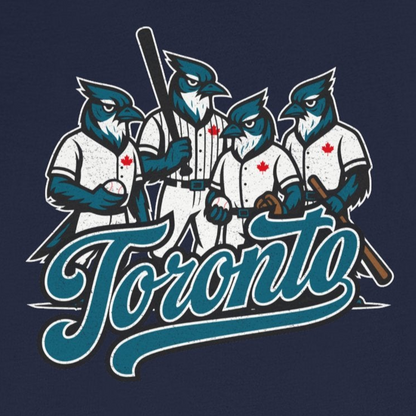 Navy blue t-shirt with sports team graphic and 'Toronto' text on a white background