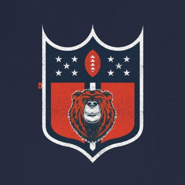 Navy blue t-shirt with a logo on a white background