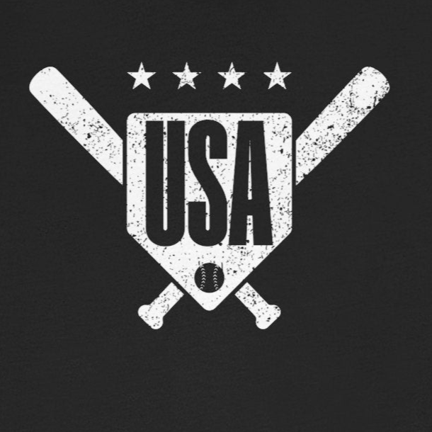 Black t-shirt with 'USA' graphic design on a white background