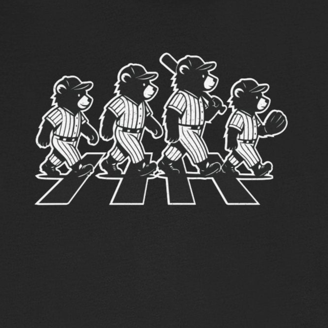 Black t-shirt with white graphic design on a white background