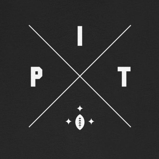 Black t-shirt with white graphic design on a white background