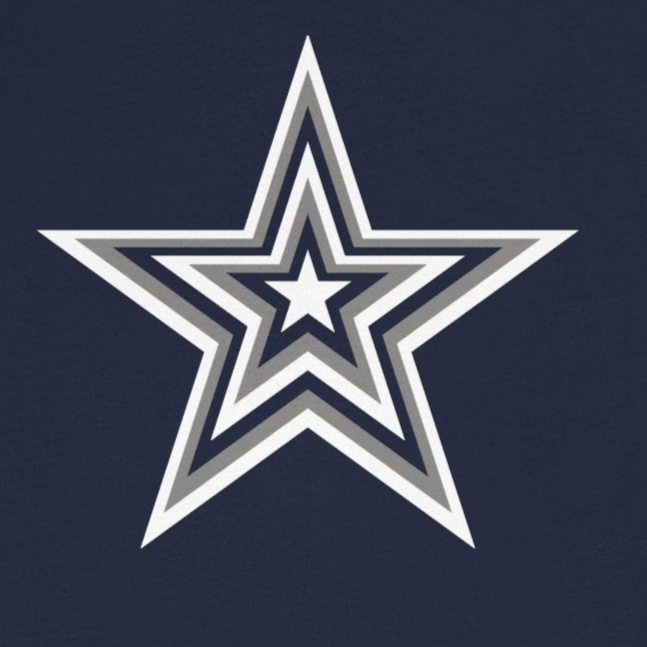Navy blue t-shirt with a white star design on a white background