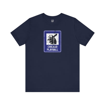 Chicago Baseball Fan | Bear Info Sign | Unisex Tshirt