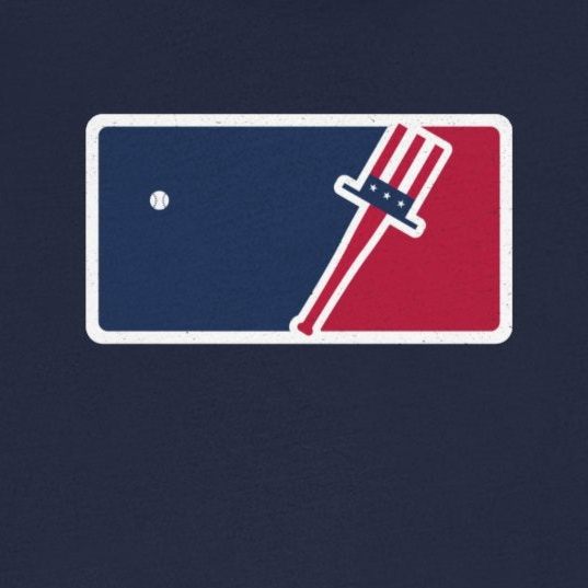 Navy blue t-shirt with a logo on a white background
