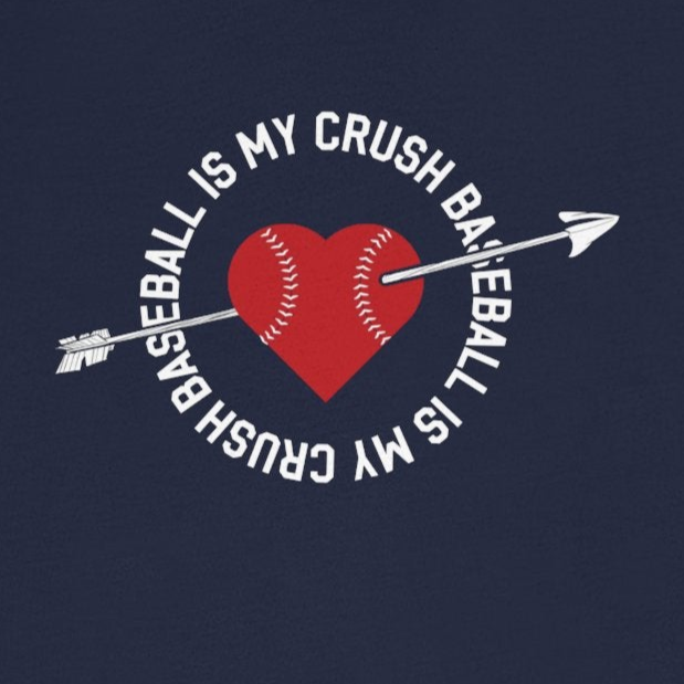 Navy blue t-shirt with a graphic design on a white background