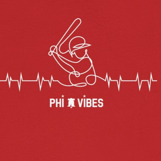 Red t-shirt with a white graphic and text on a white background