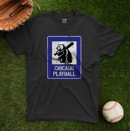 Chicago Baseball Fan | Bear Info Sign | Unisex Tshirt